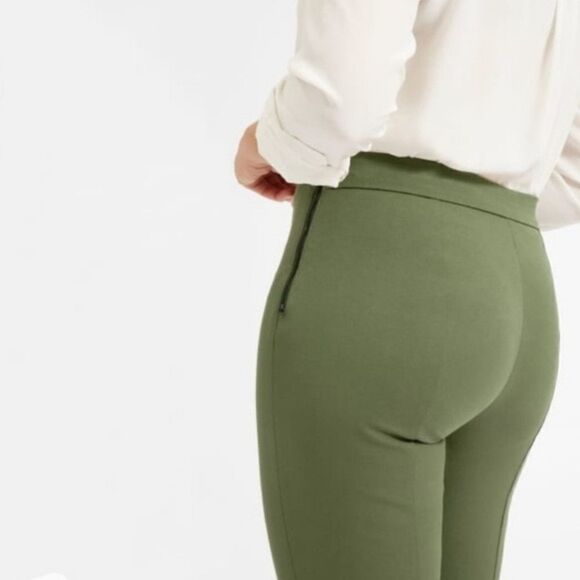 Everlane The Side-Zip Stretch Ponte Crop Cotton Pants In Green Size 2 - Picture 3 of 12